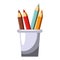 Colors pencils in cup cartoon isolated