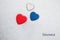 Colors of the slovenian flag Red Pigment, Medium Persian Blue, White painted on three hearts.