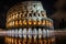 the colossal building of italy in the night