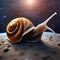 A colossal cosmic snail with a shell resembling a spiral galaxy, leaving trails of stardust in its wake3
