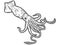 Colossal squid. Engraving vector illustration. Sketch scratch