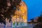 The Colosseum illuminated at night in Rome, Italy