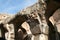 Colosseum inside, stone corridor in details, Rome, Italy