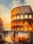 A Colosseum With People Walking In Front Of It