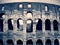 Colosseum in Rome, Italy in black and white; dramatic, retro style