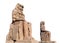 The Colossi of Memnon isolated on white background. They are two massive stone statues of the Pharaoh Amenhotep III in Luxor Egyp