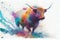 Colouful Highland cow watercolor