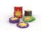 Colour casino chips isolated