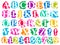 Colour doodle splash alphabet letters and digits