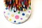 Colour pencils on polka dots fun concept