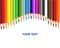 Colour pencils, rainbow curtain background. Vector