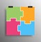 Colour Puzzle Infographic. 4 Puzzle Step Square.