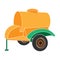 Colour trailer on wheels with yellow barrel. Agricultural machinery for watering plants.Agricultural Machinery single