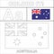 Colour it Vector Kids Stuff coloring page Country start from English latter `A` Australia Flag illustration