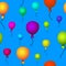 Coloured balloons flying in sky seamless