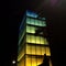 Coloured building in downtown Mexico City at night