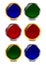 Coloured buttons in colorful frames