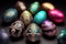 Coloured Easter eggs. Collection.