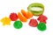 Coloured jelly sweets, kiwi and tangerine