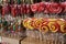 Coloured lollipops at a fair stand