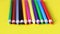 Coloured pencil pastels on a colour background isolated