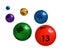 Coloured plastic spheres for lottery