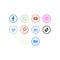 Coloured rounded social media icons, Facebook, WhatsApp, Twitter, Instagram, YouTube, Pinterest, tiktok icons