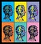 Colourful abstract human head silhouettes.