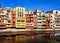 Colourful Apartment Buildings, Medieval Girona, Catalonia, Spain