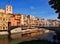 Colourful Apartment Buildings, Medieval Girona, Catalonia, Spain