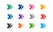 Colourful Arrow icons set. Simple circle shape internet button on grey background.