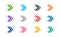 Colourful Arrow sign icon set. Simple circle shape internet button on grey background.