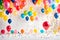 Colourful balloons against a vibrant white background - AI Generated