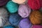 Colourful balls of wool yarn