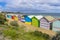 Colourful bathing houses at Dendy Street Beach, Brighton in Melbourne