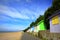 Colourful beach houses Folkestone Kent UK