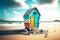 Colourful Beach Hut Generative AI Illustration