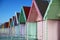 Colourful Beach huts on Mersea Island Essex