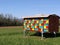 Colourful bee house on a field