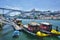 Colourful boats on the river Duoro in the city of Porto