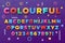 Colourful bold alphabet. Urban old vivid color vector font