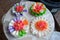 Colourful bread rafts outside a bakery in Thailand