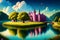 Colourful bright fantasy candy landscape of fairy land for childrens fairy tales ai generated