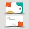 Colourful business card design on the gray background.