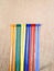 Colourful cable ties lined up in a row