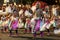 Colourful Chamara Dancers perform during the Esala Perahera in Kandy, Sri Lanka.