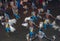 Colourful Chamara Dancers perform through the steets of Kandy in Sri Lanka