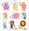 Colourful Childish Animals Vector Set