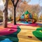 Colourful children\\\'s playground in park, created using generative ai technology