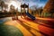Colourful children\\\'s playground in park, created using generative ai technology
